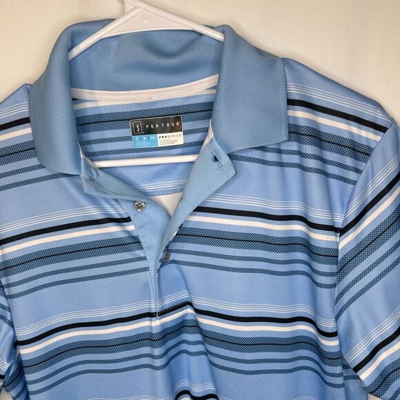 PGA Men’s Tour Pro Series Athletic Fit Golf Polo Shirt Short Sleeve Blue Size S - Picture 4 of 16